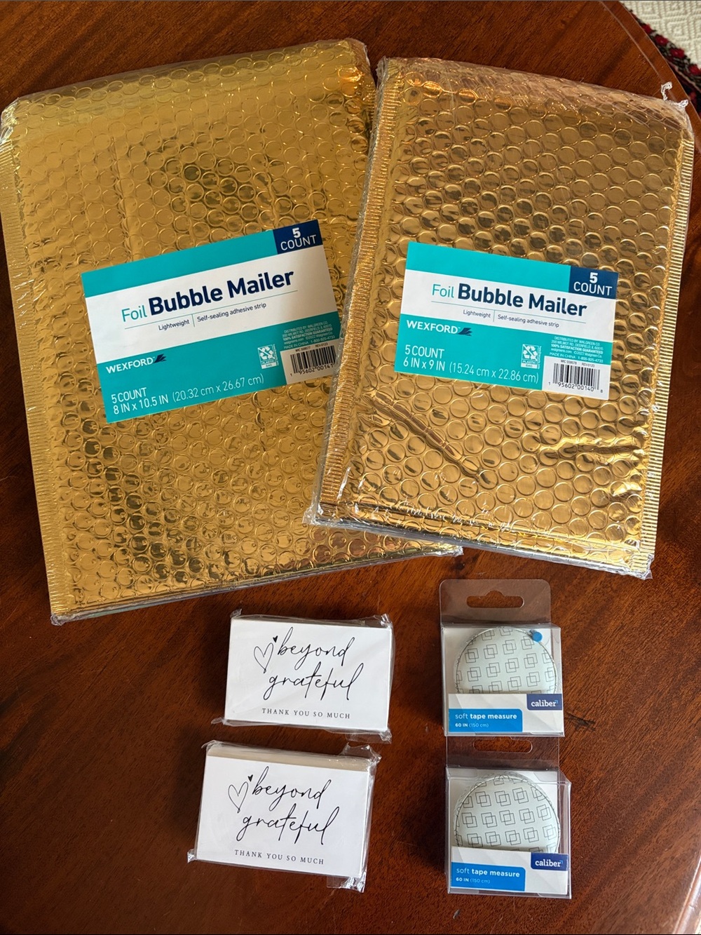 New Resellers items choose bubble mailers, tape measures or thank you cards